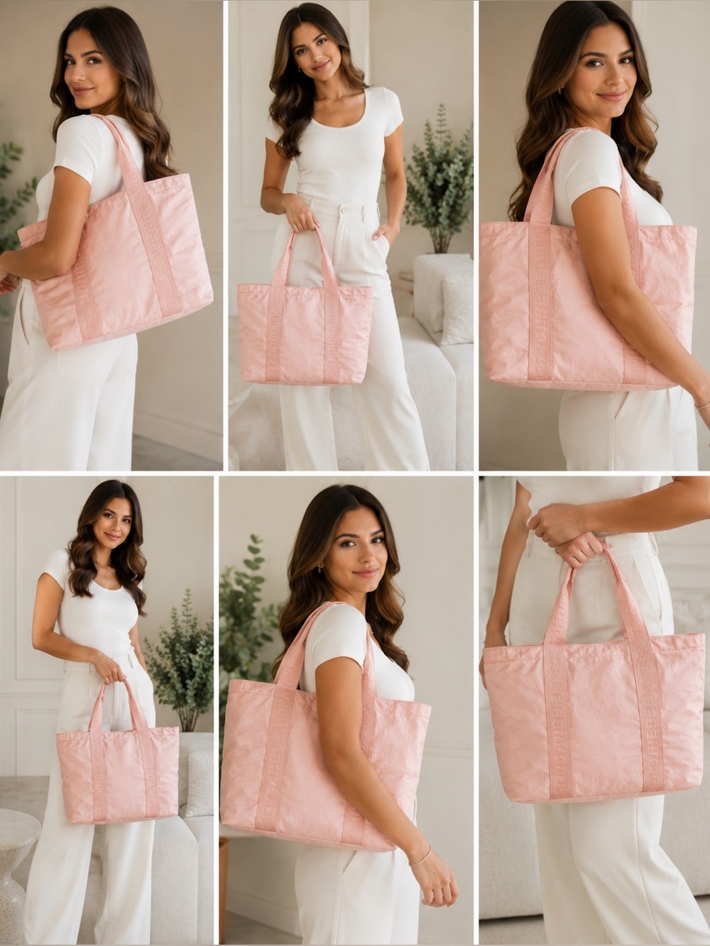 Burberry Light Pink Quilted Tote with Branded Webbing Handles